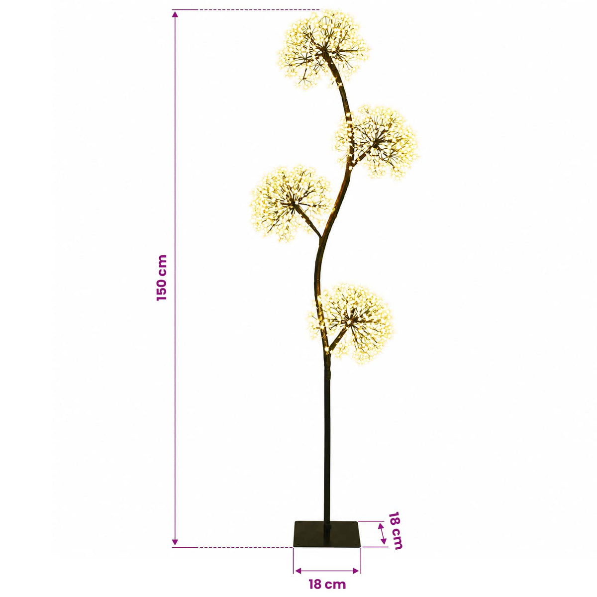 S formos LED kalėdinė eglutė Juoda 18 x 18 x 150 cm Plienas