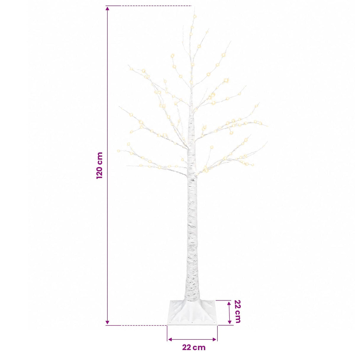 Beržinė Kalėdų eglutė Balta 22 x 22 x 120 cm Plastmasė 174 LED