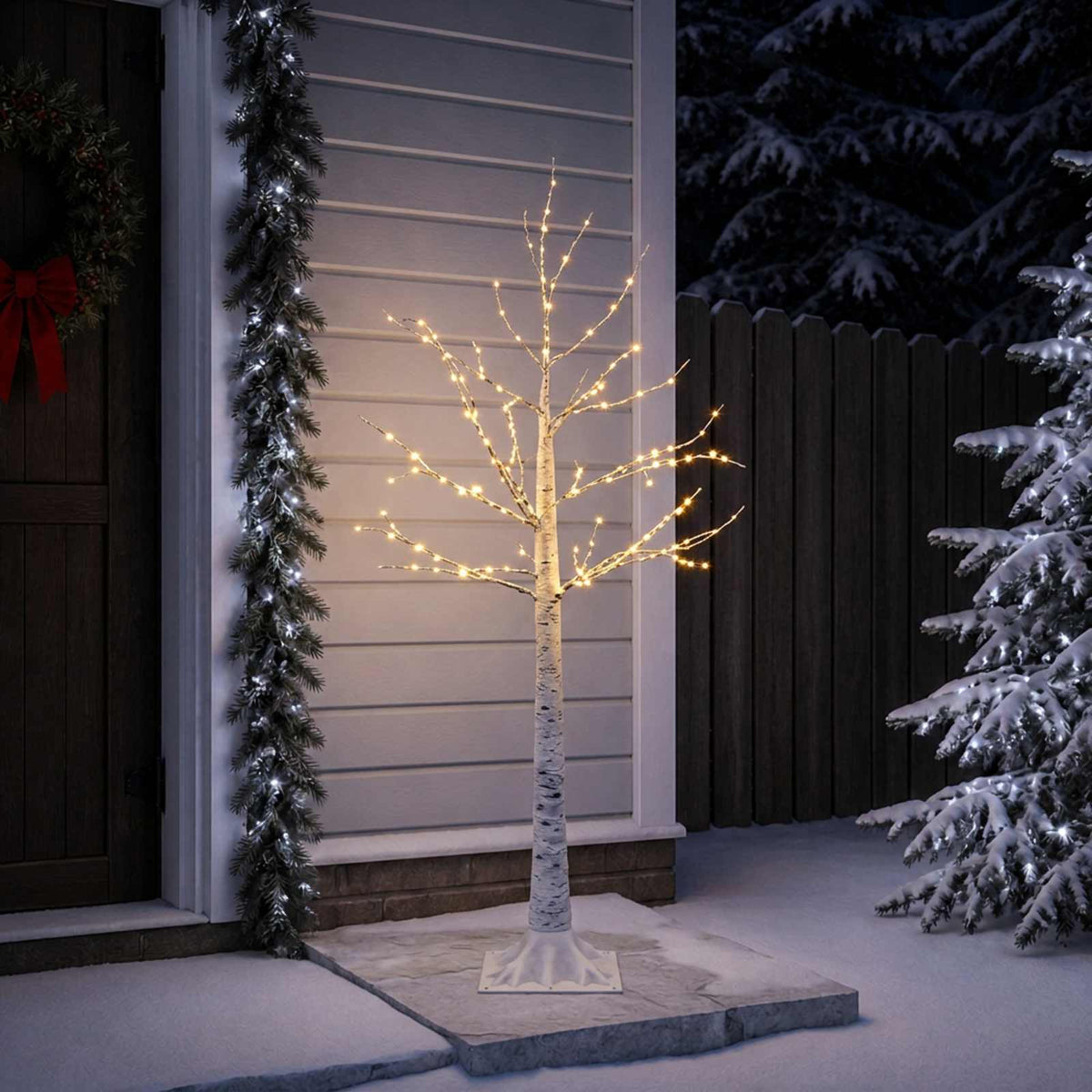 Beržinė Kalėdų eglutė Balta 22 x 22 x 150 cm Plastmasė 232 LED