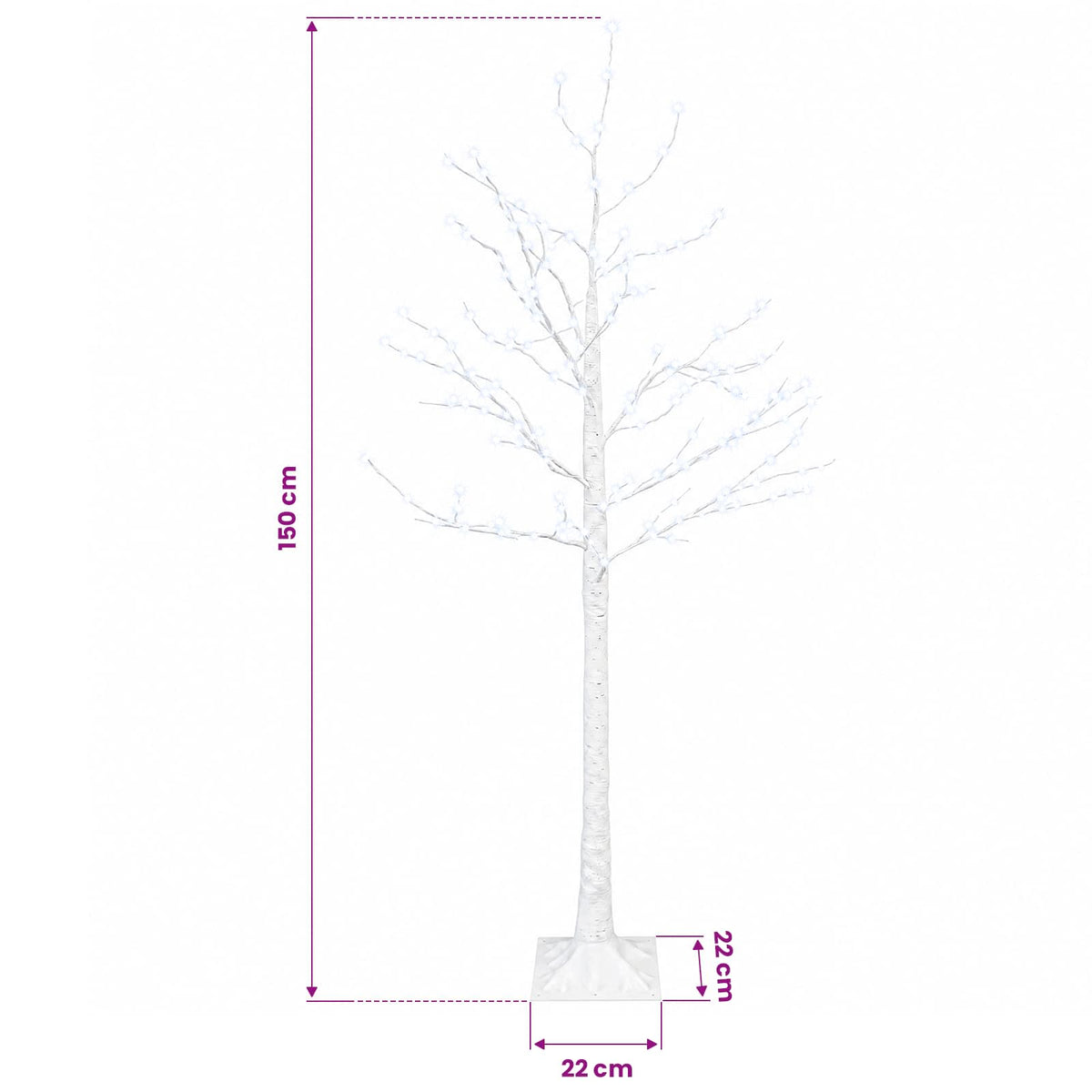Beržinė Kalėdų eglutė Balta 22 x 22 x 150 cm Plastmasė 232 LED