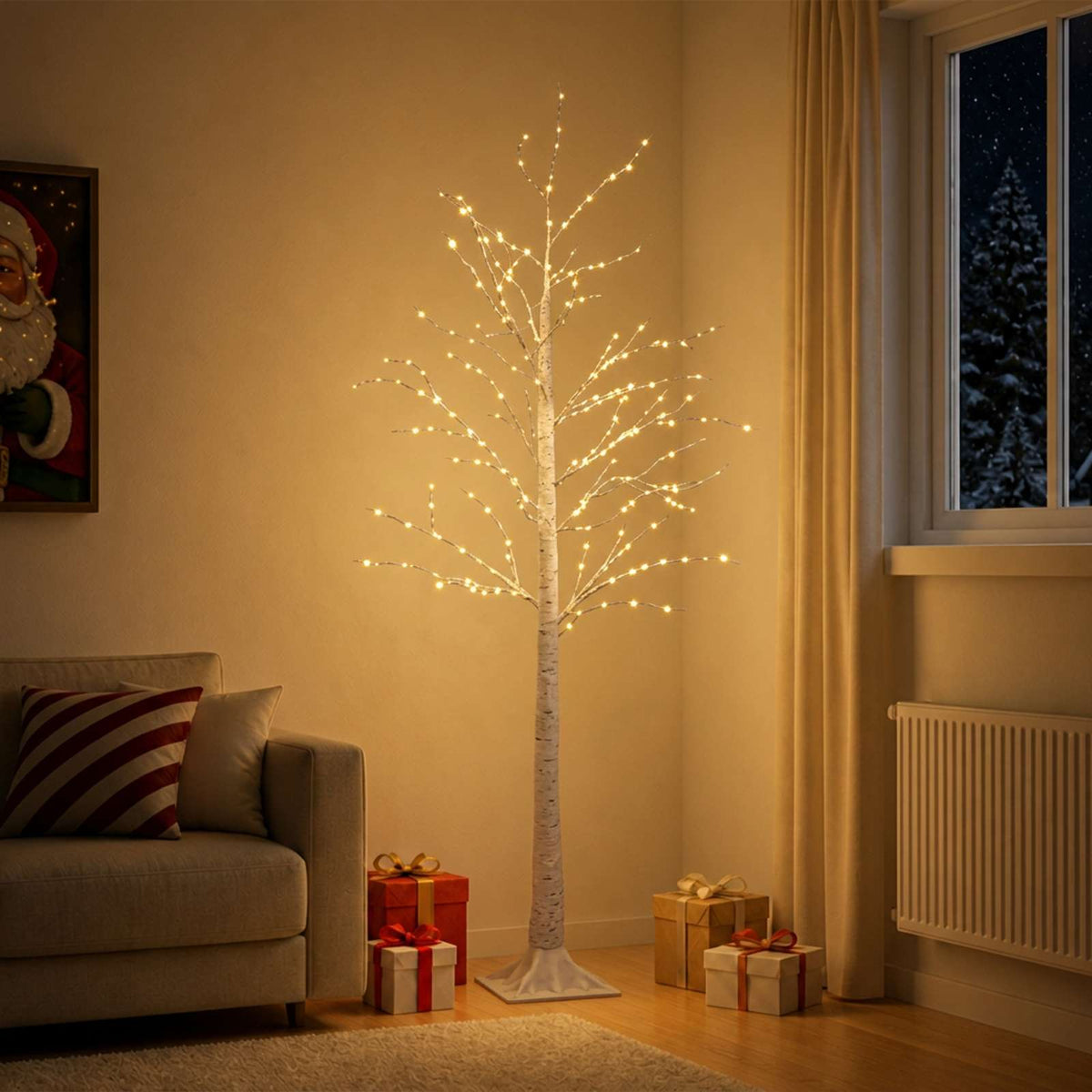 Beržinė Kalėdų eglutė Balta 22 x 22 x 180 cm Plastmasė 319 LED
