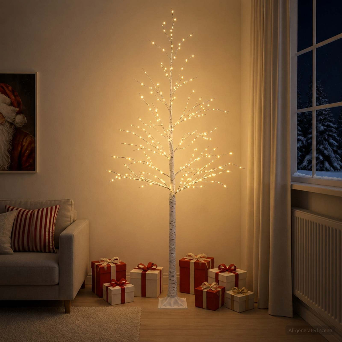 Beržinė kalėdinė eglutė Balta 25 x 25 x 210 cm Plastmasė