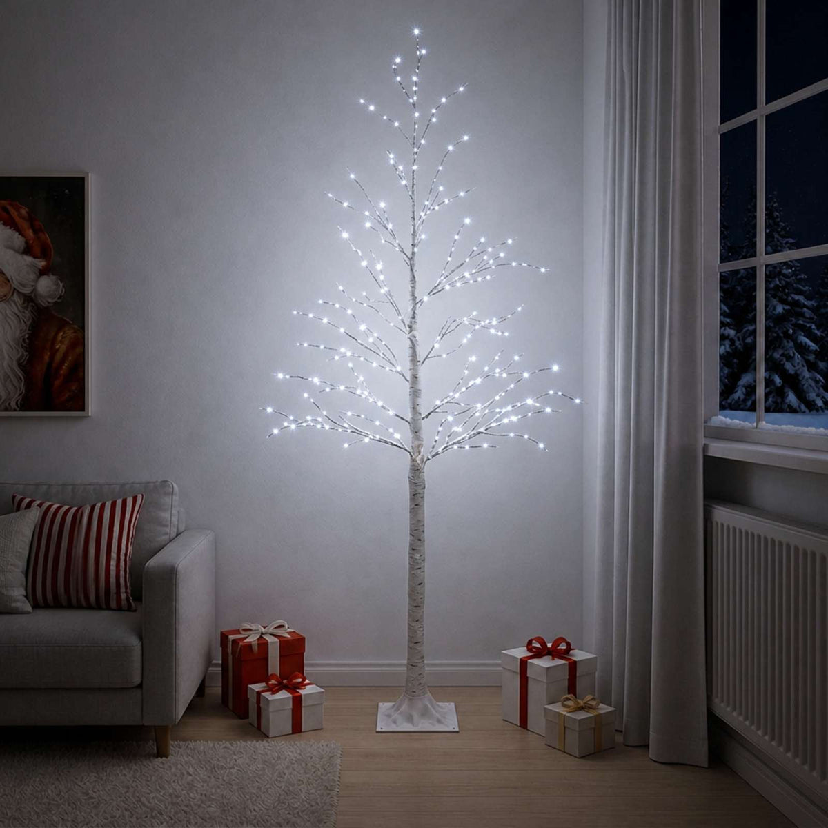 Beržinė Kalėdų eglutė Balta 25 x 25 x 210 cm Plastmasė 406 LED