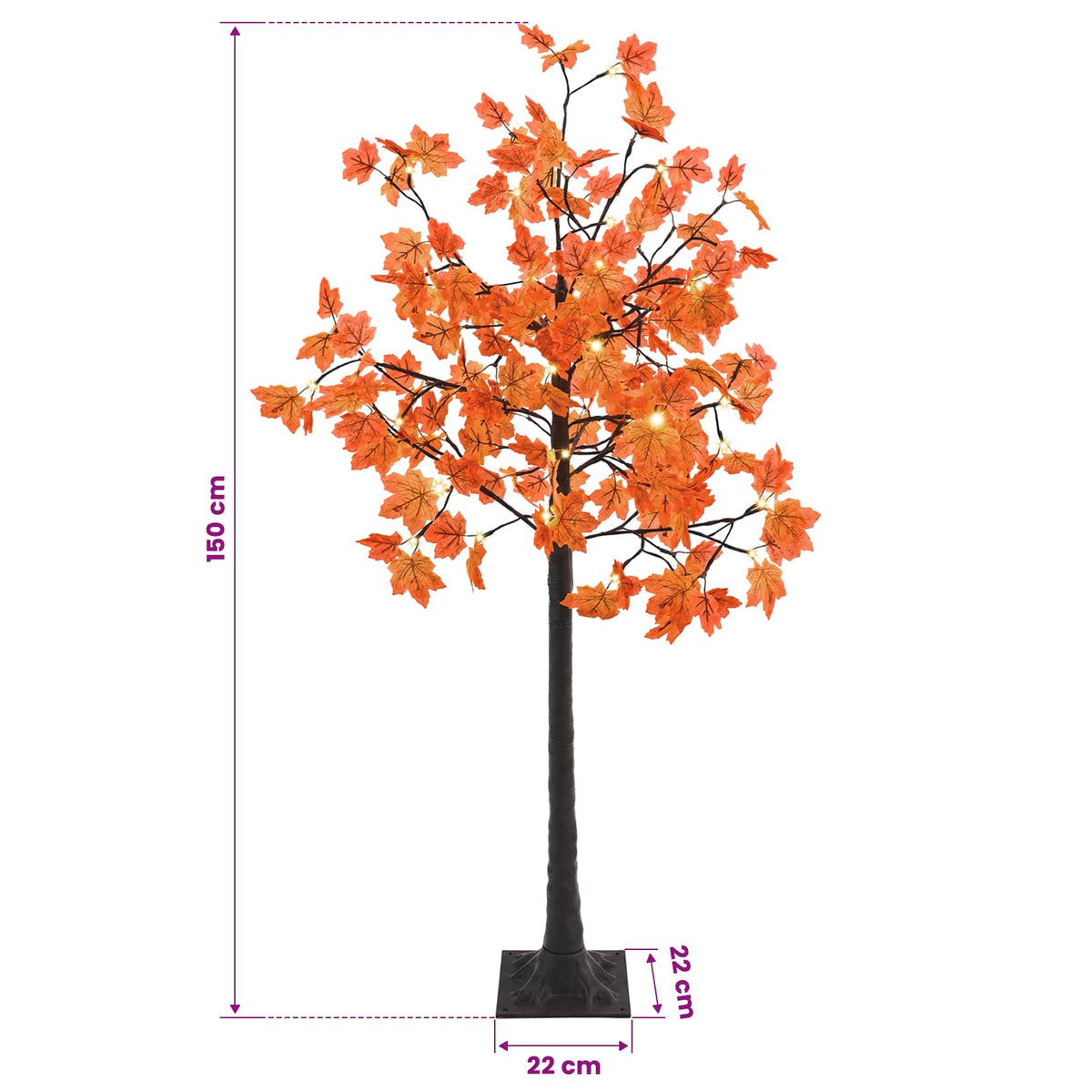 LED klevo Kalėdų eglutė Ruda 22 x 22 x 150 cm Plastmasė 96 LED