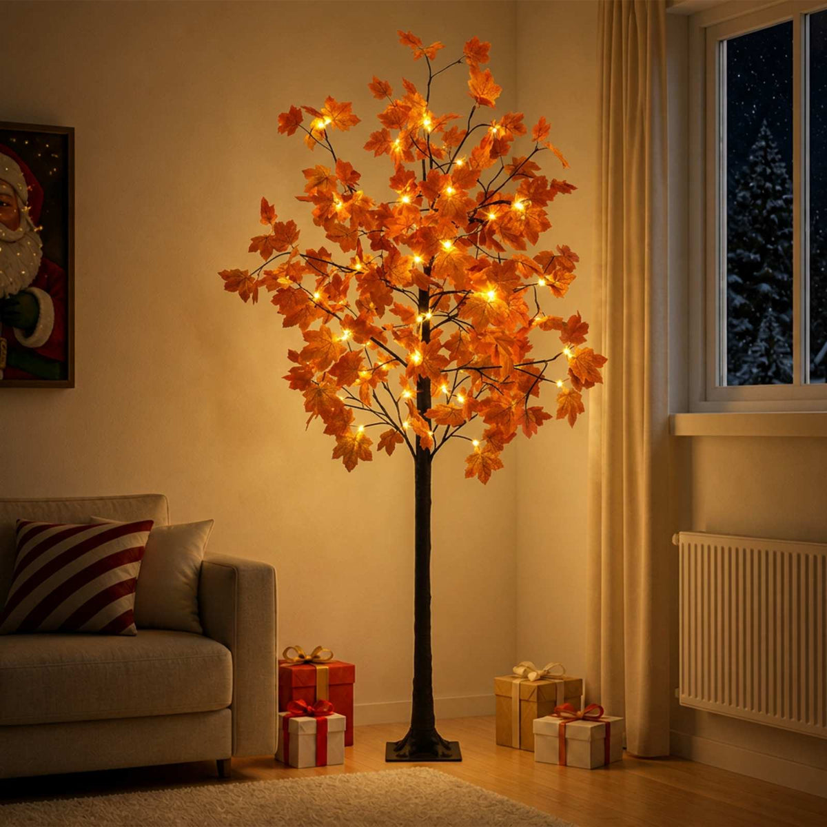 LED klevo Kalėdų eglutė Ruda 180 cm Plastmasė 120 LED