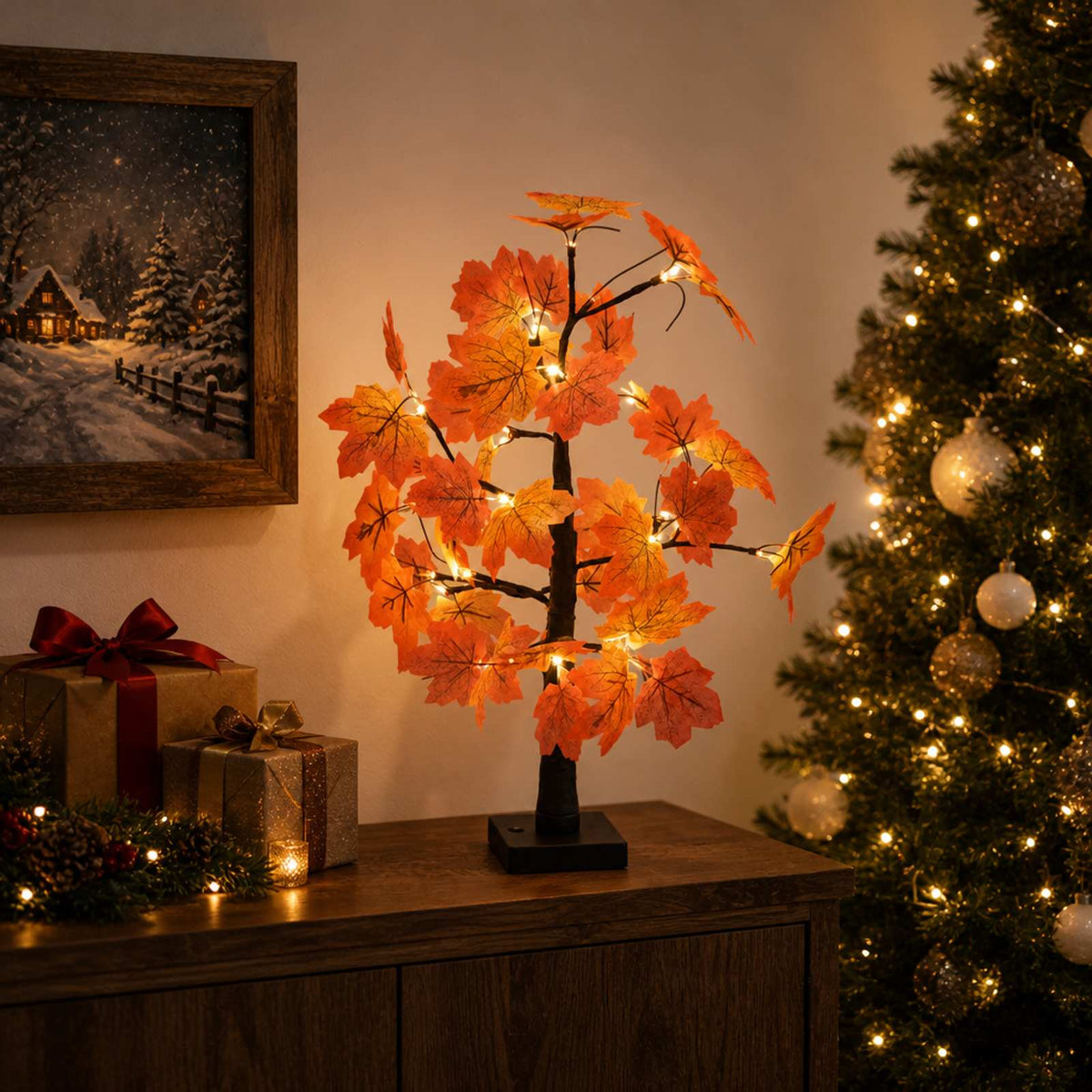 LED klevo Kalėdų eglutė 2 vnt. Ruda 58 cm Plastmasė 48 LED