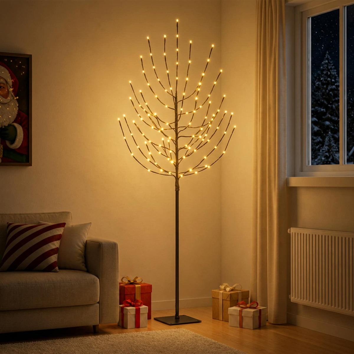 LED Kalėdų medis Juoda 20 x 20 x 180 cm Plienas 160 LED
