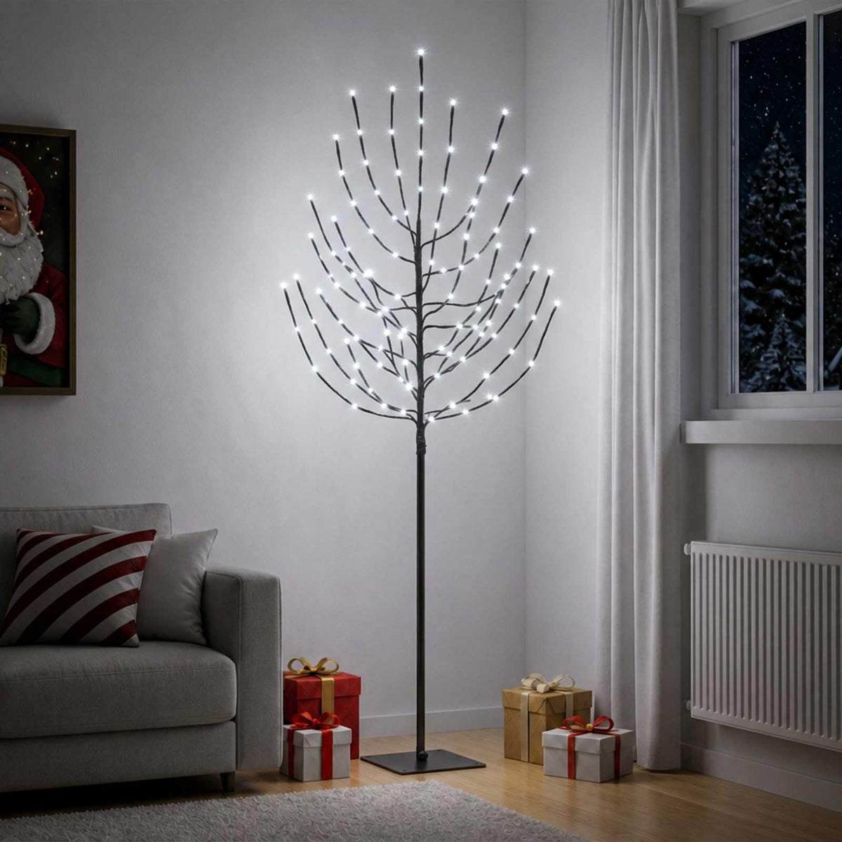 LED Kalėdų medis Juoda 20 x 20 x 180 cm Plienas 160 LED