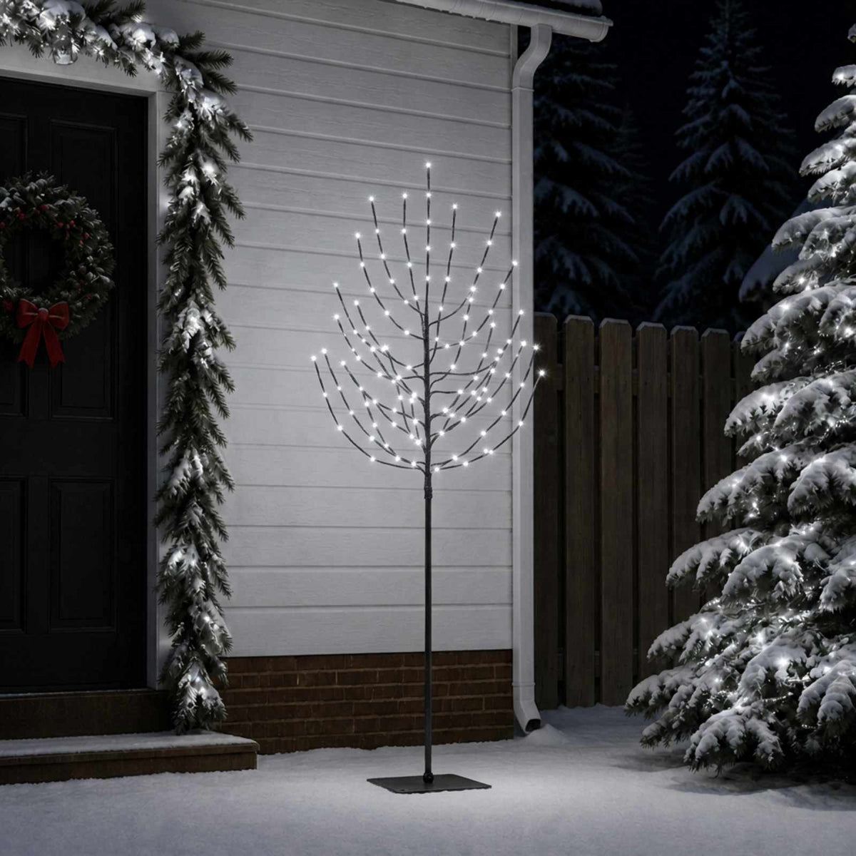 LED Kalėdų medis Juoda 20 x 20 x 180 cm Plienas 160 LED