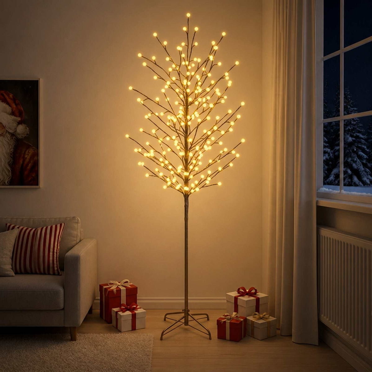 LED rutuliukų Kalėdų eglutė Juoda 210 cm Plienas 250 LED