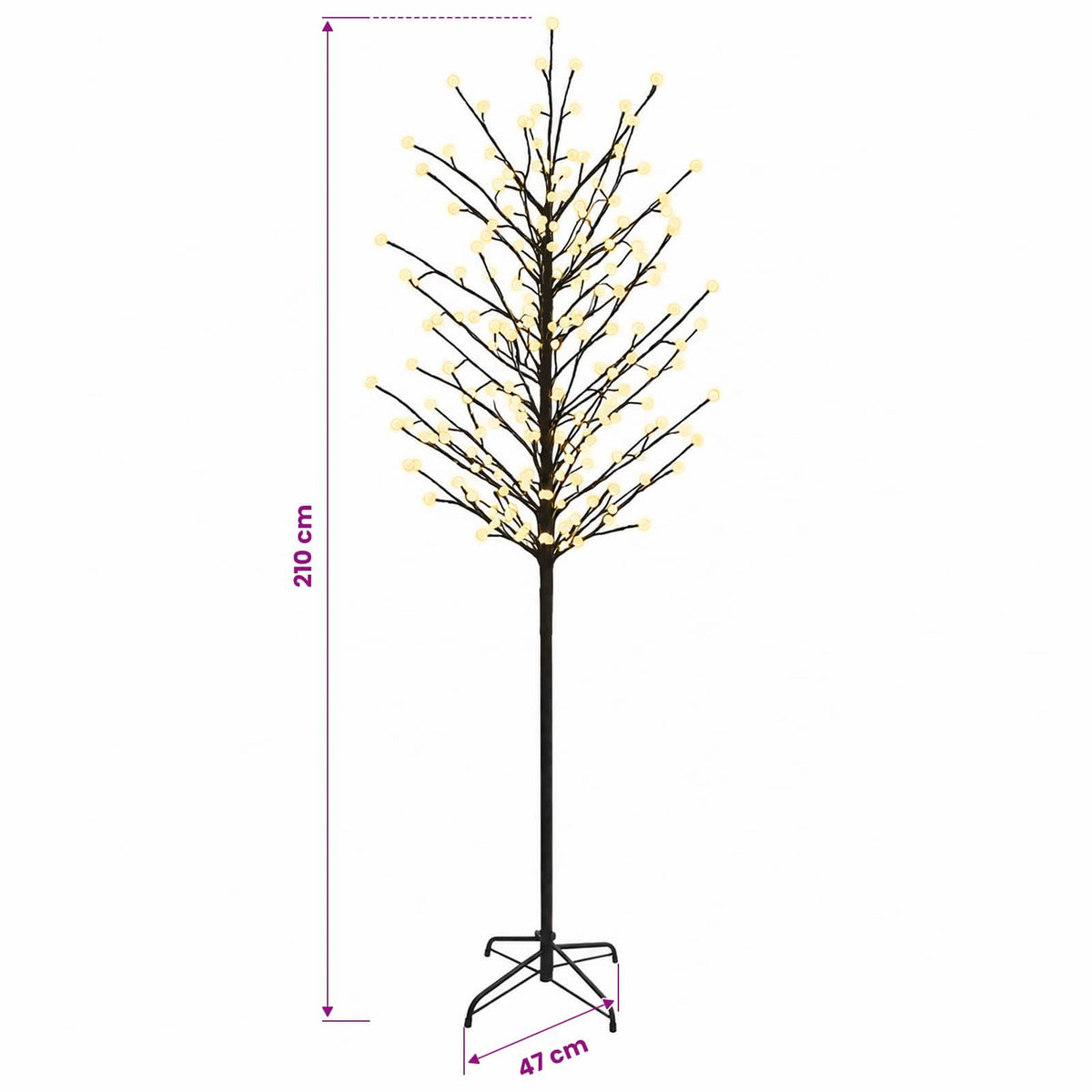 LED rutuliukų Kalėdų eglutė Juoda 210 cm Plienas 250 LED