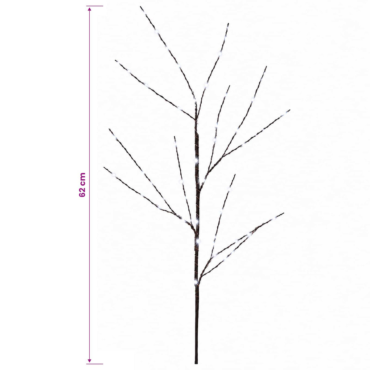 LED varinių šakų kalėdinė dekoracija 3 vnt. Ruda 62 cm Plienas