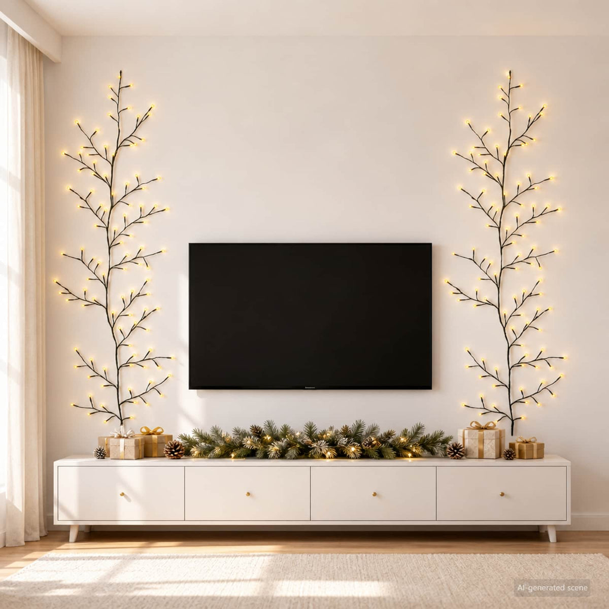 LED gluosnio vijoklis, kalėdinė dekoracija 2 vnt. Juoda 180 cm