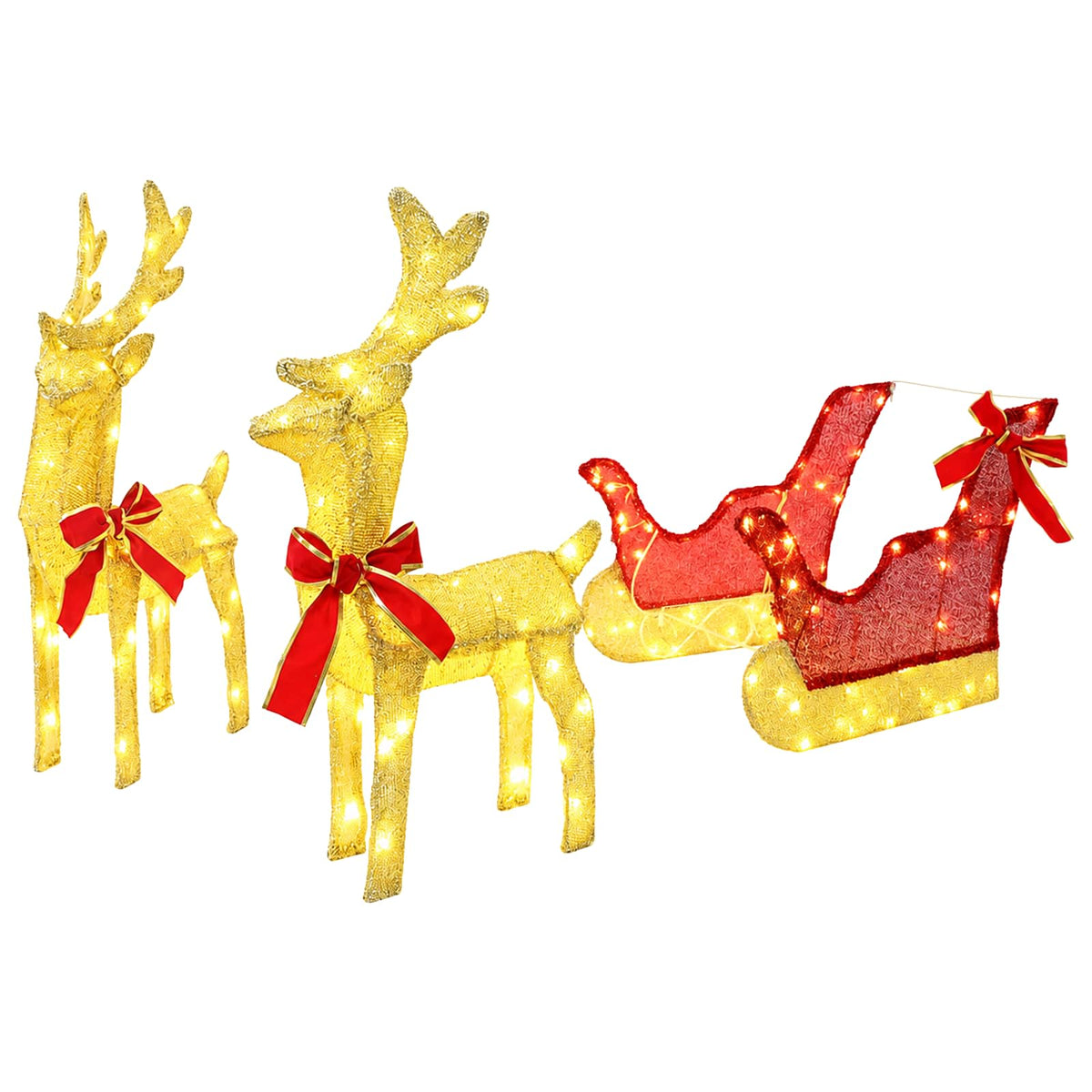 Kalėdinis elnias su rogutėmis 7 vnt. 320 LED Šilta balta