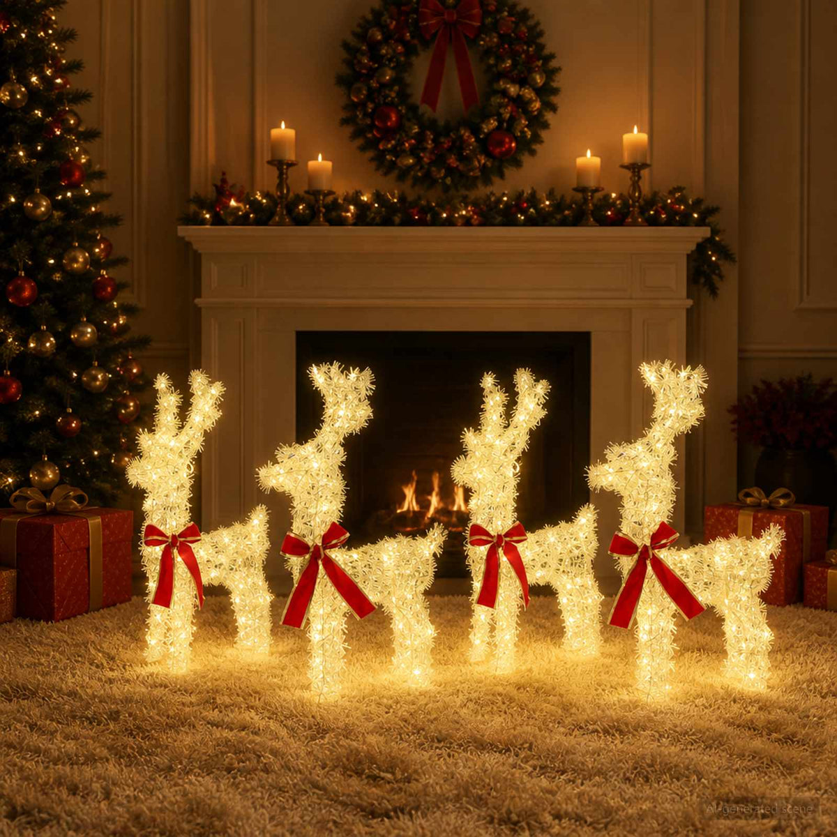 Kalėdų elnias 4 vnt. 160 LED Šilta balta 33 x 12 x 55 cm