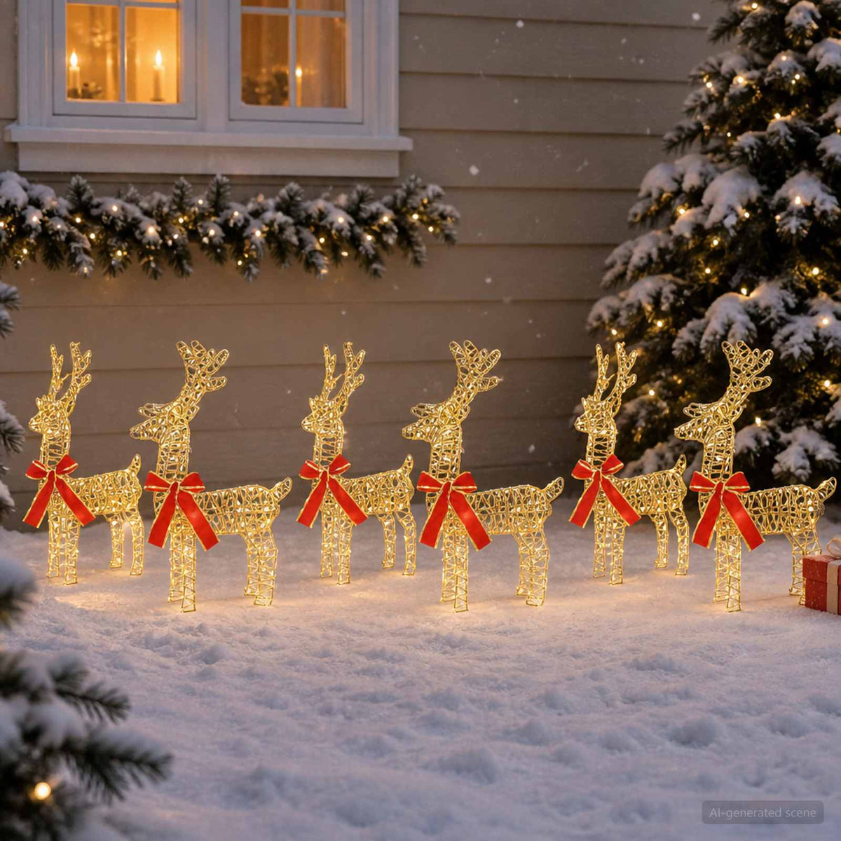 Kalėdų elnias 6 vnt. 160 LED Šilta balta 33 x 12 x 55 cm