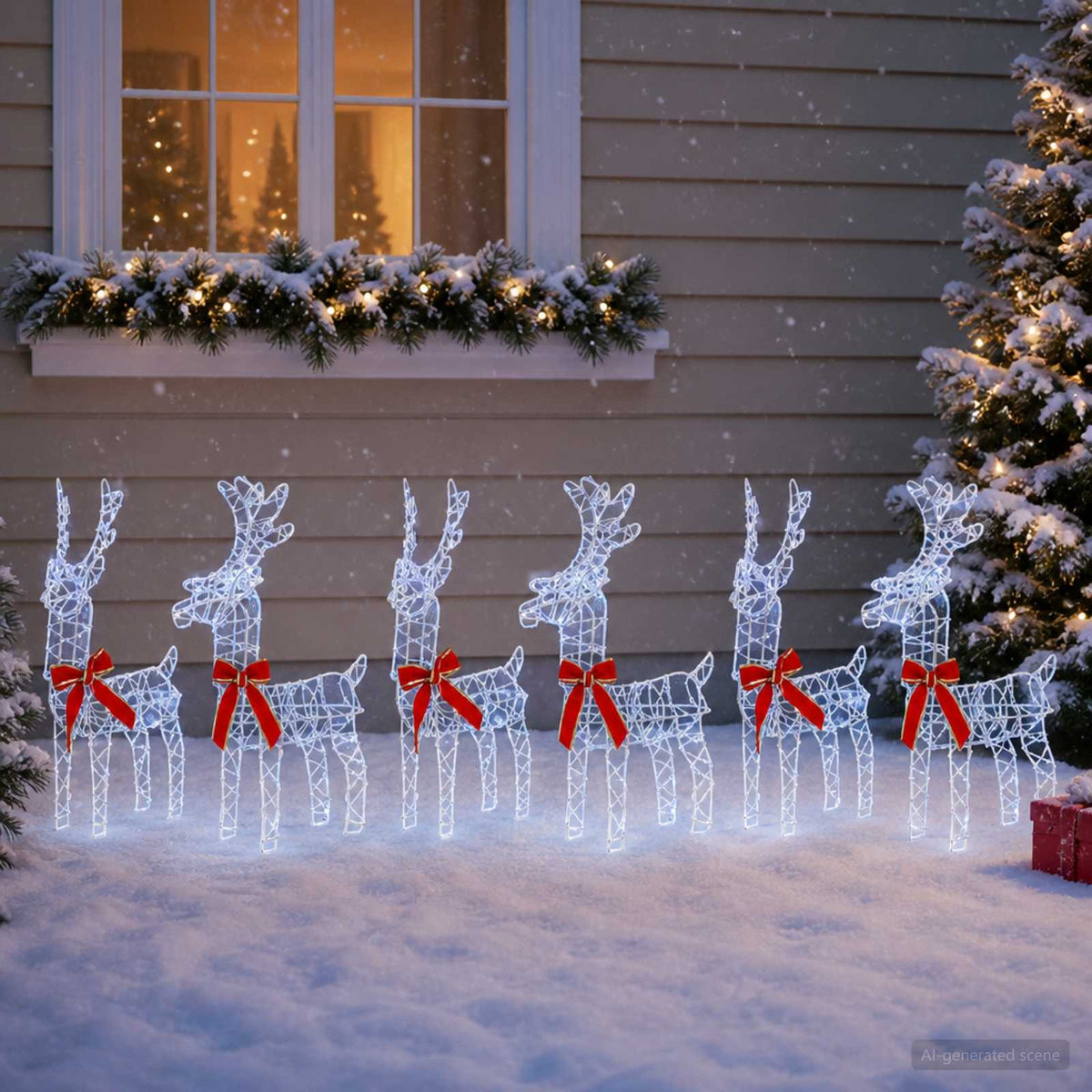 Kalėdų elnias 6 vnt. 360 LED Šalta balta 33 x 12 x 55 cm