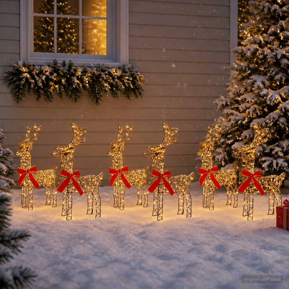 Kalėdų elnias 6 vnt. 360 LED Šilta balta 33 x 12 x 55 cm