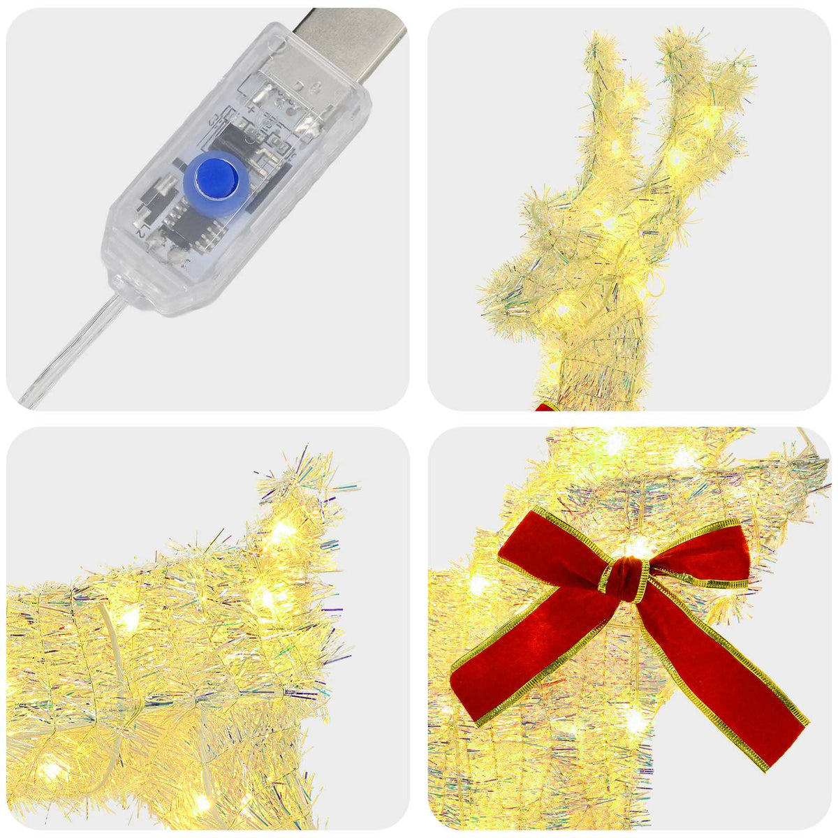 Kalėdų elnias 6 vnt. 160 LED Šilta balta 33 x 12 x 55 cm