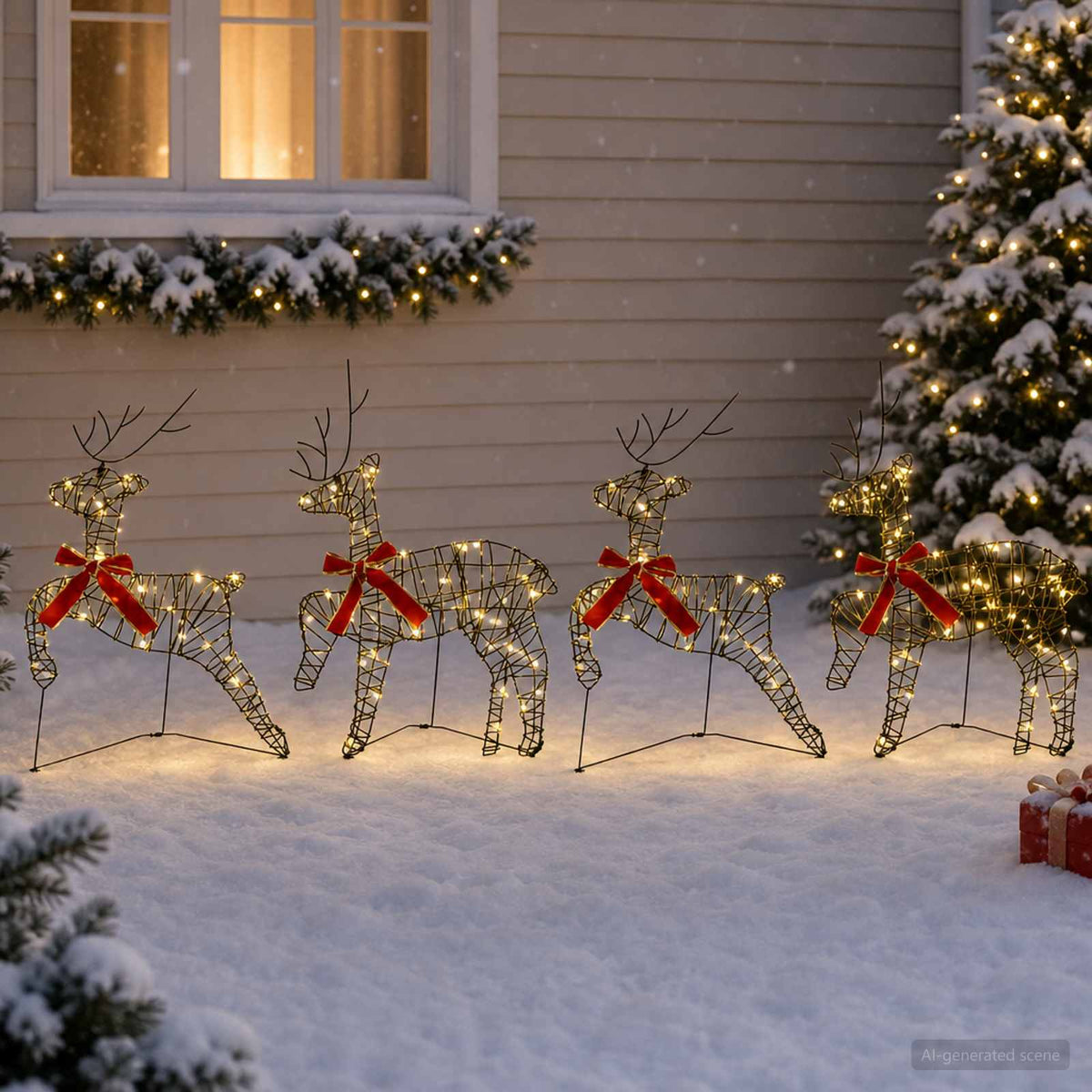 Kalėdų elnias 4 vnt. 80 LED Šilta balta 43 x 19 x 65 cm