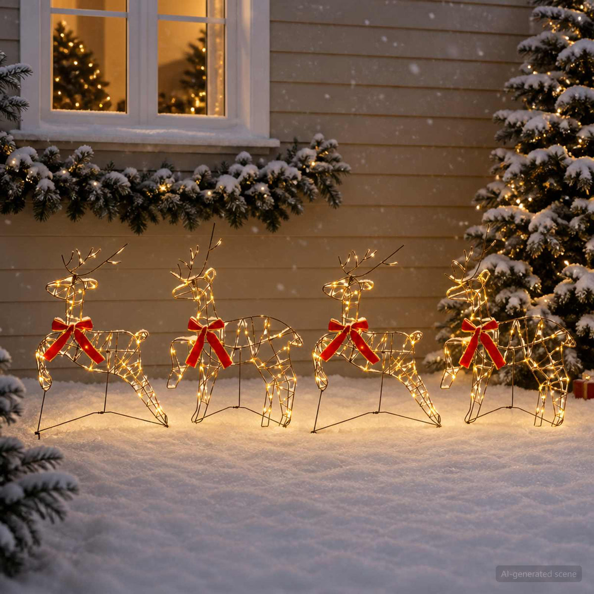 Kalėdų elnias 4 vnt. 180 LED Šilta balta 43 x 19 x 65 cm