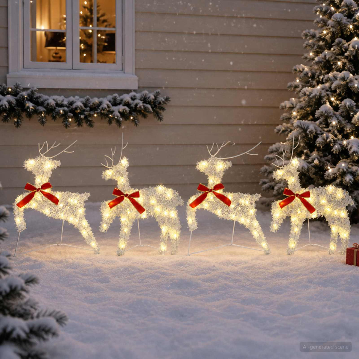 Kalėdų elnias 4 vnt. 80 LED Šilta balta 43 x 19 x 65 cm