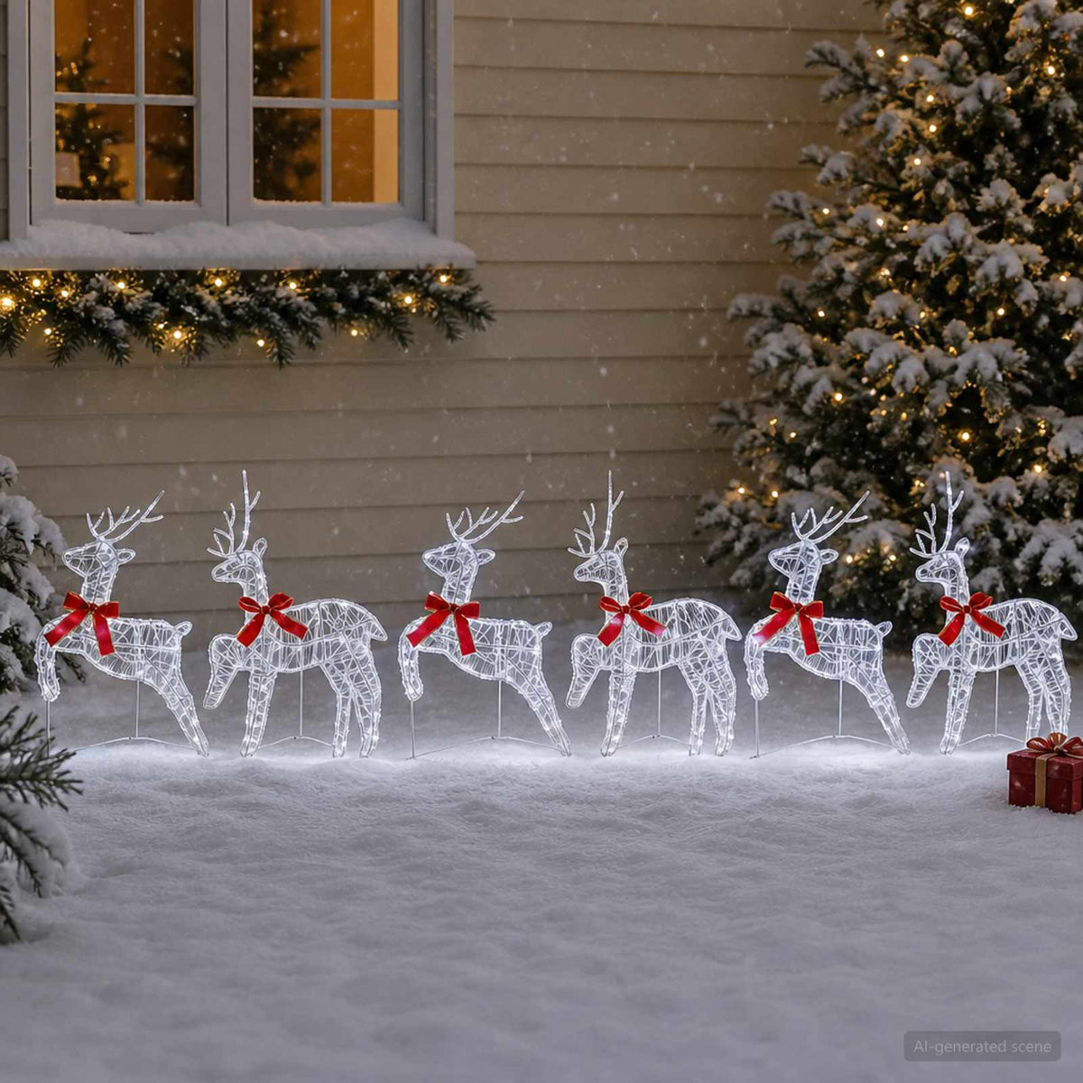 Kalėdų elnias 6 vnt. 80 LED Šalta balta 43 x 19 x 65 cm