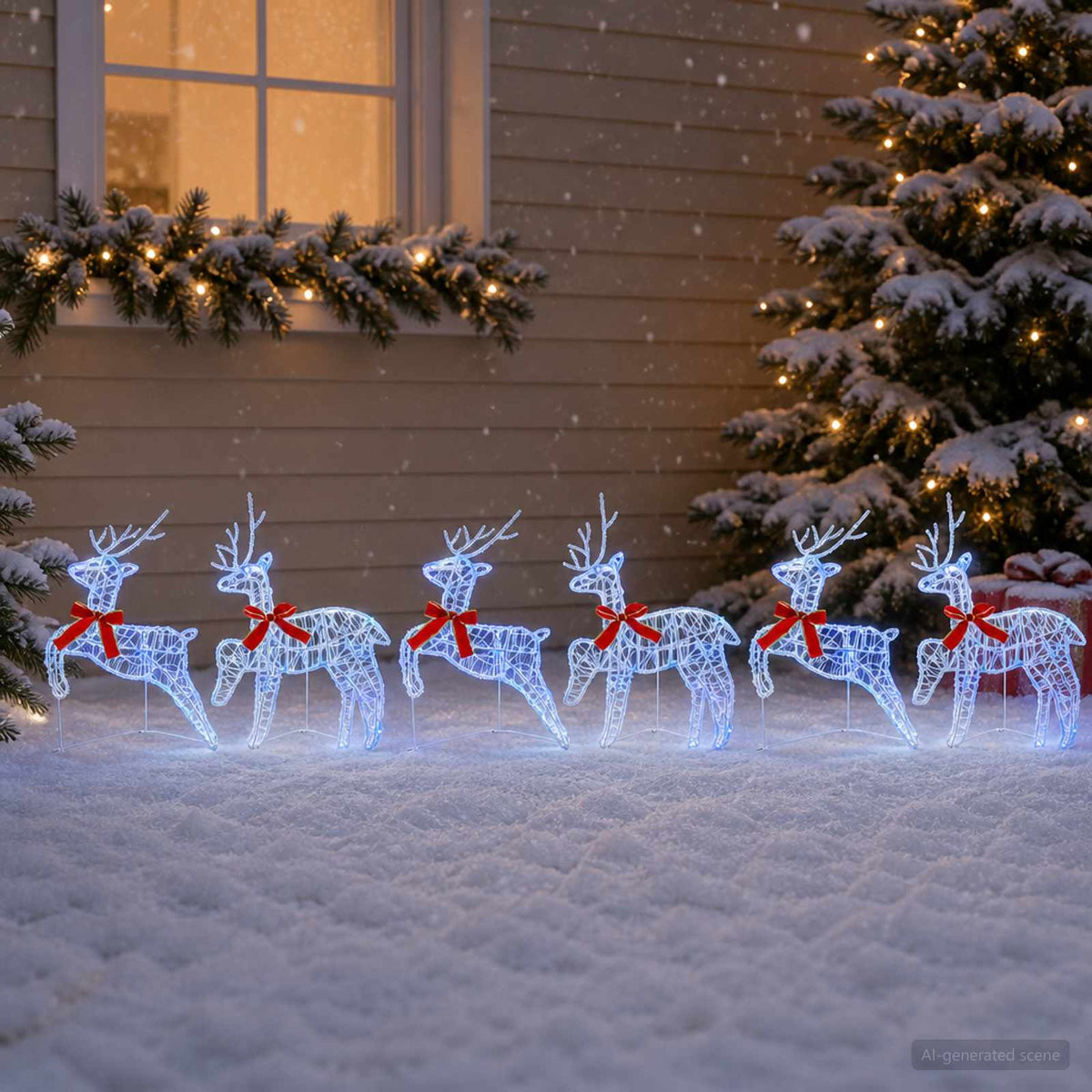 Kalėdų elnias 6 vnt. 80 LED Mėlyna 43 x 19 x 65 cm