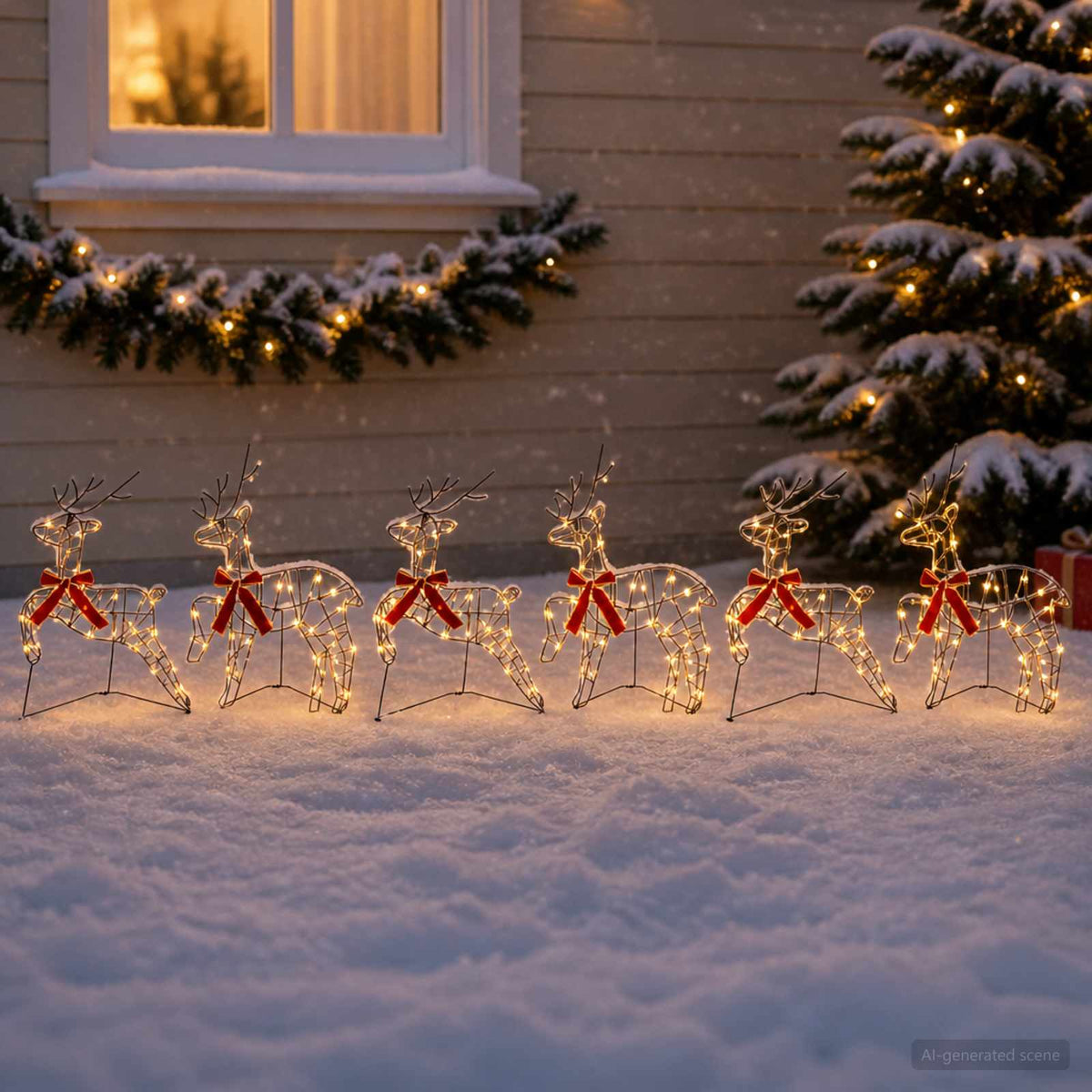 Kalėdų elnias 6 vnt. 270 LED Šilta balta