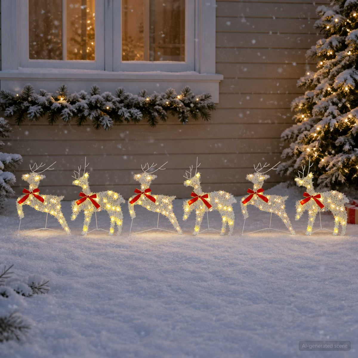 Kalėdų elnias 6 vnt. 80 LED Šilta balta 43 x 19 x 65 cm