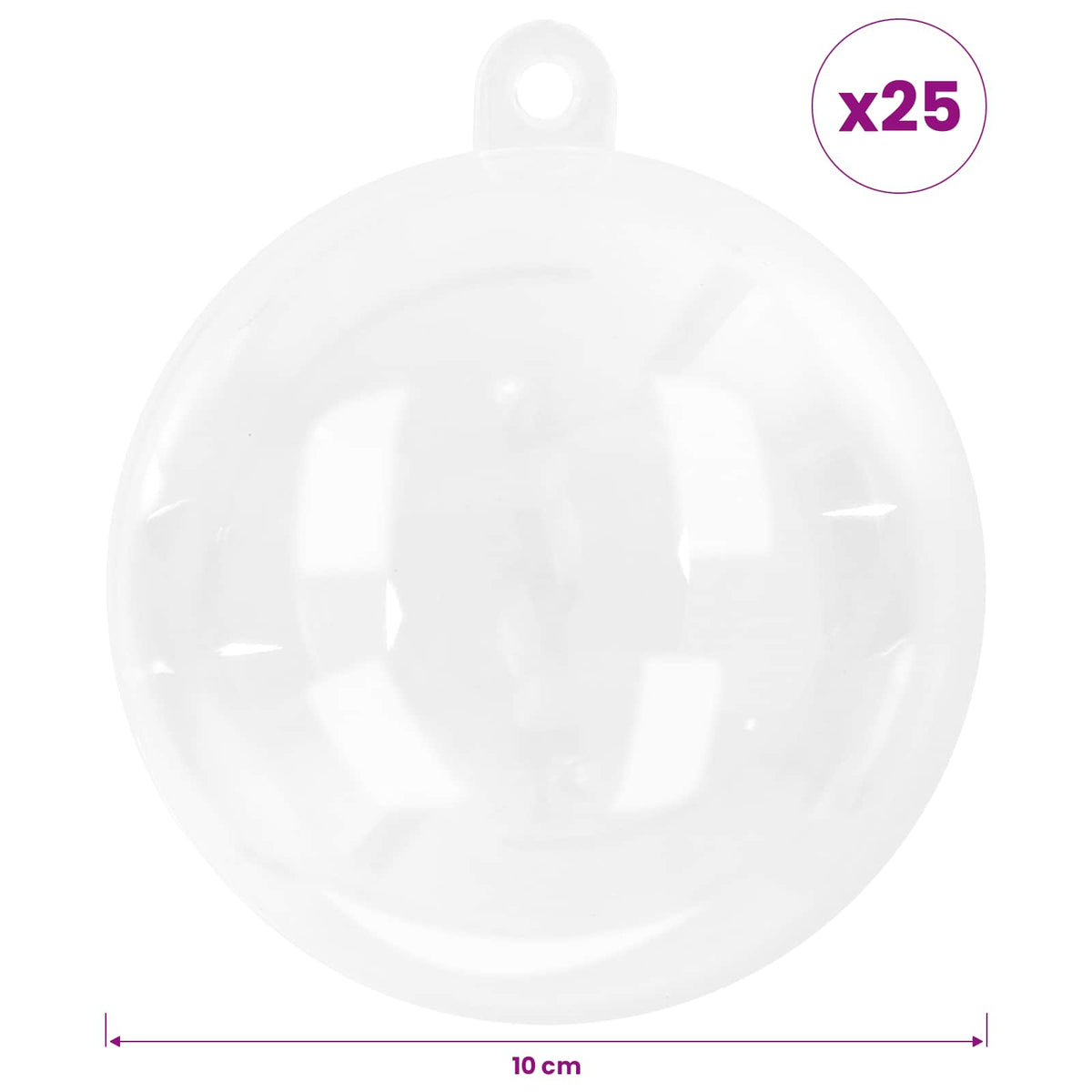 Kalėdinių kamuoliukų rinkinys XL 25 vnt. Skaidrus