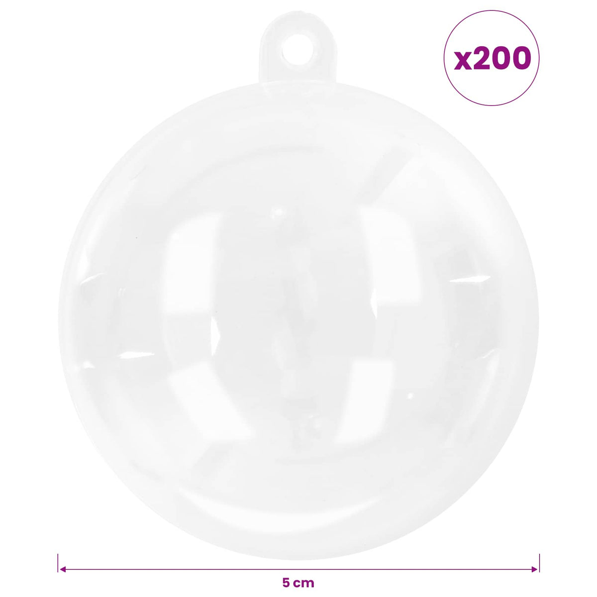 Kalėdų kamuoliukų rinkinys 200 vnt. Skaidrus Skersmuo 5 cm