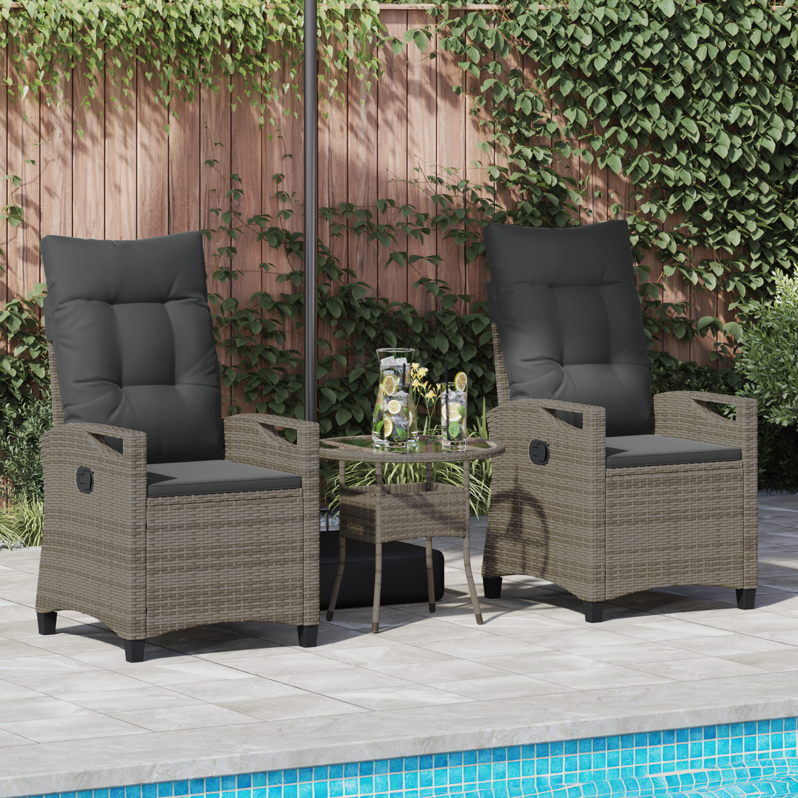 Sodo Kėdė 2 pcs Pilka ir tamsiai pilka 56 x 60 x 112 cm