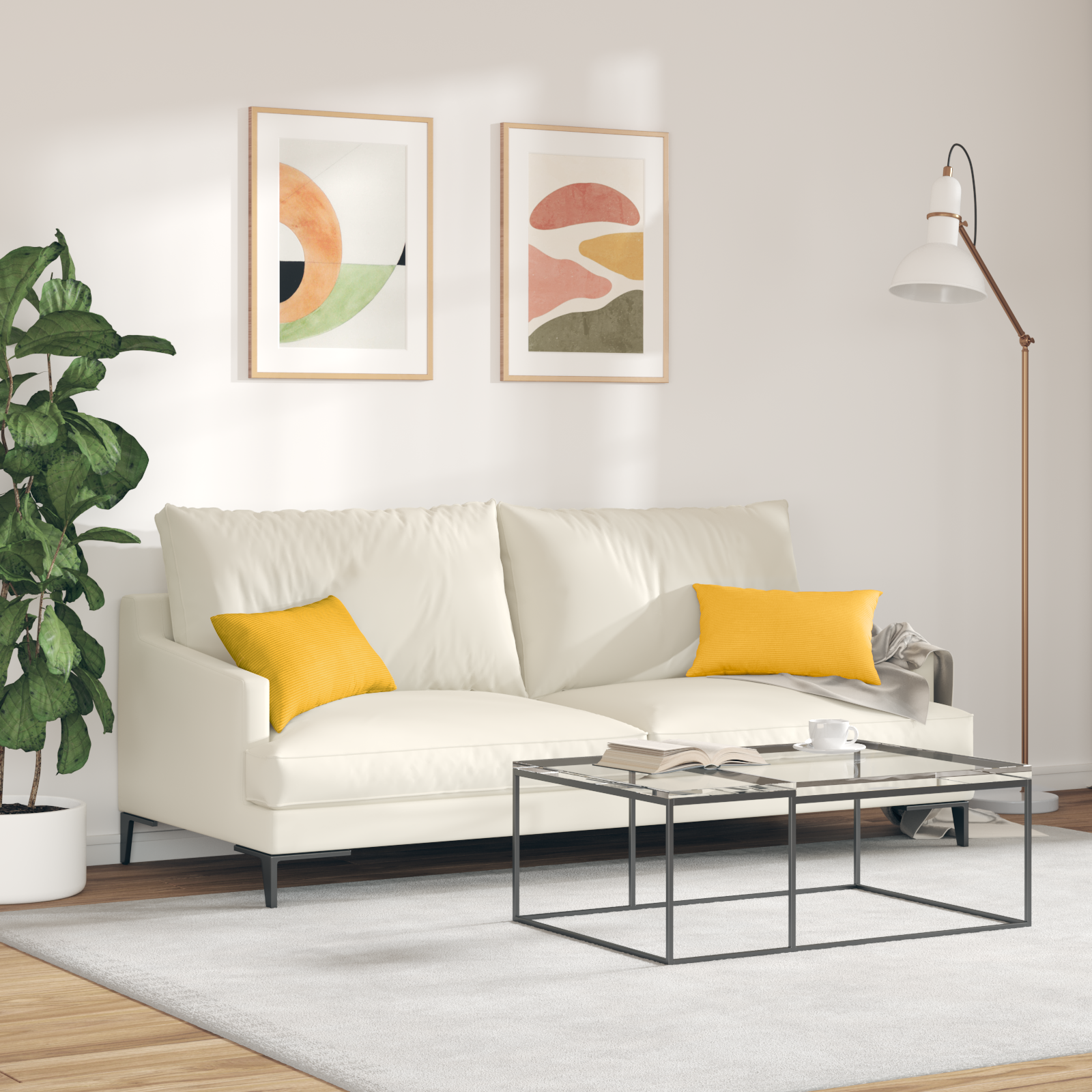 Sofa Pagalvės 2 pcs Šviesi geltona 50 x 30 cm