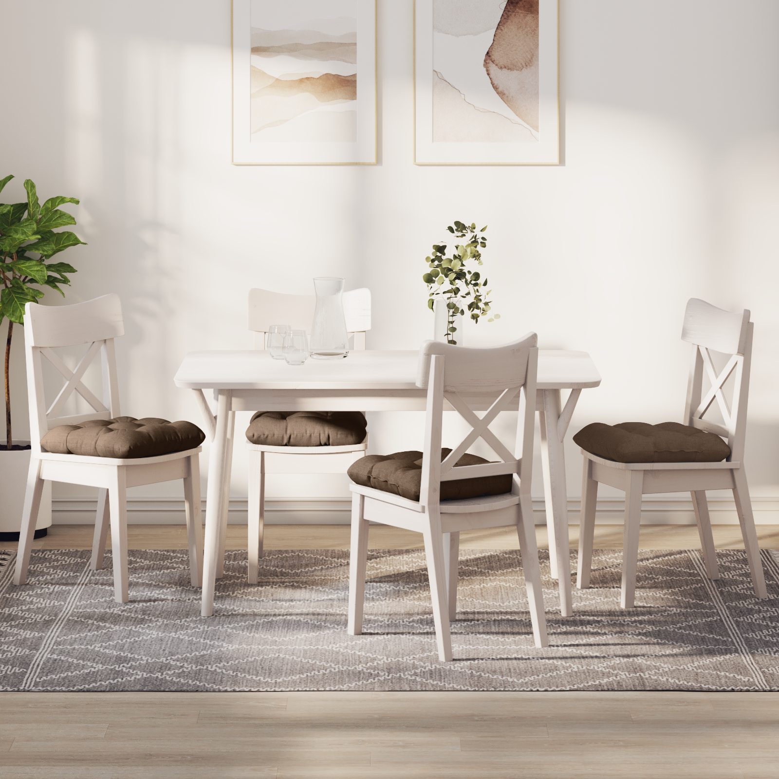Sėdynių pagalvėlės 4 pcs Ruda 40 x 40 x 12 cm audinys