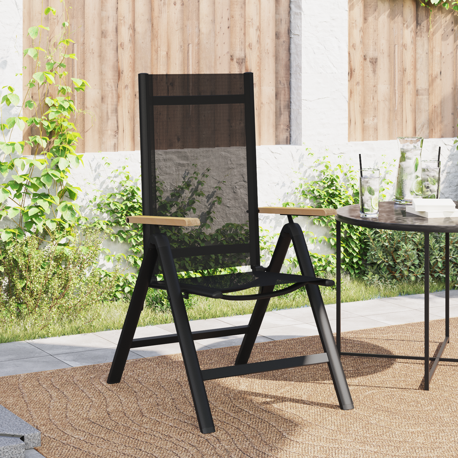 Sulankstomos sodo kėdės 2 pcs Juodas 58 x 73 x 111,5 cm