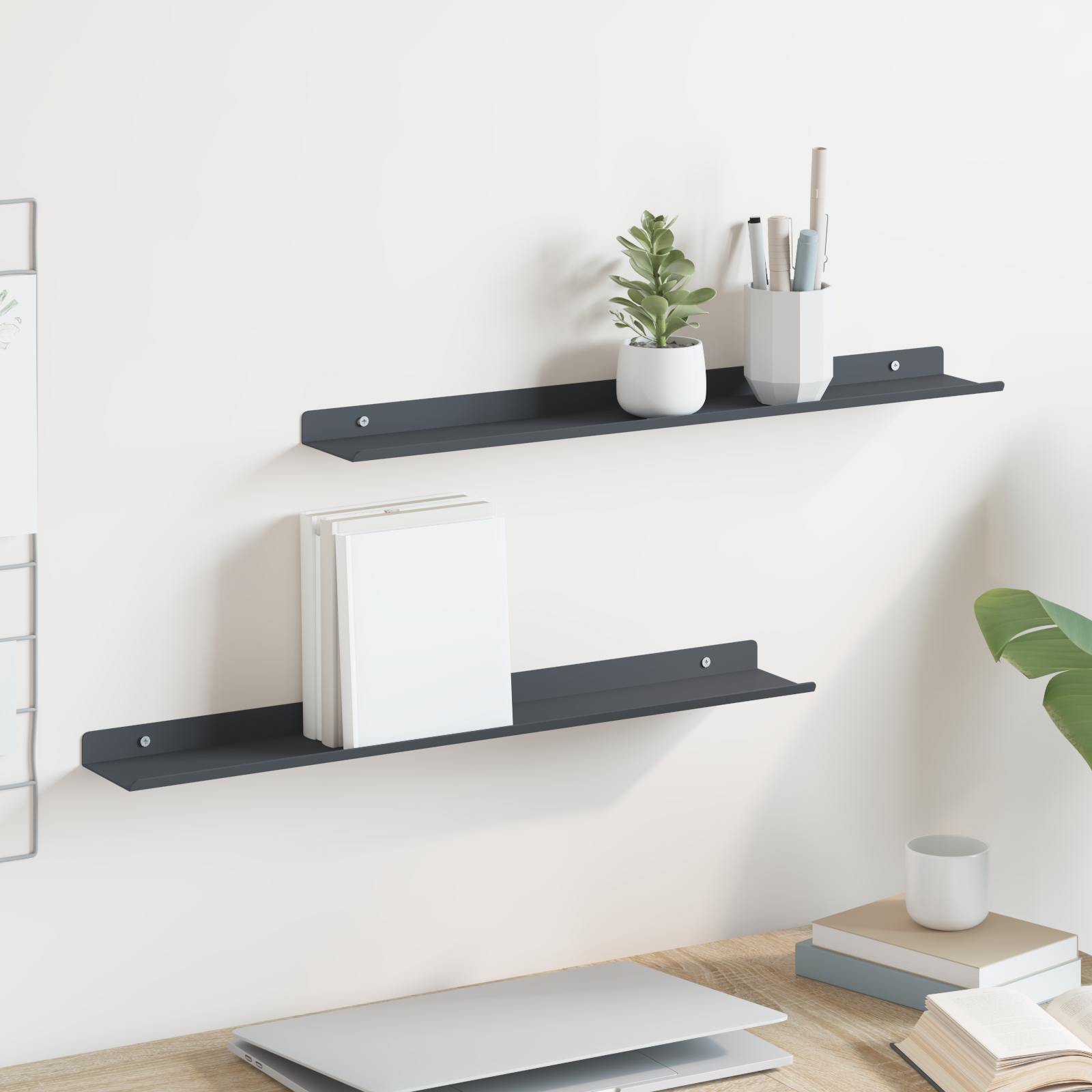 Floating Shelf 2 pcs Anthracite 60 x 8.5 x 2.5 cm