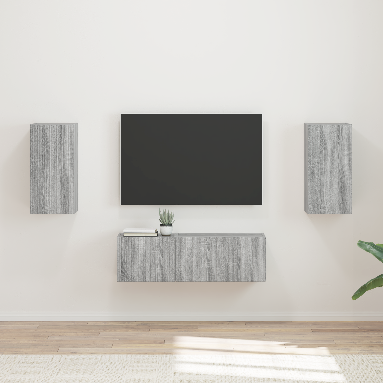 TV sieninio kabineto komplektas 4 pcs Pilkas Sonoma