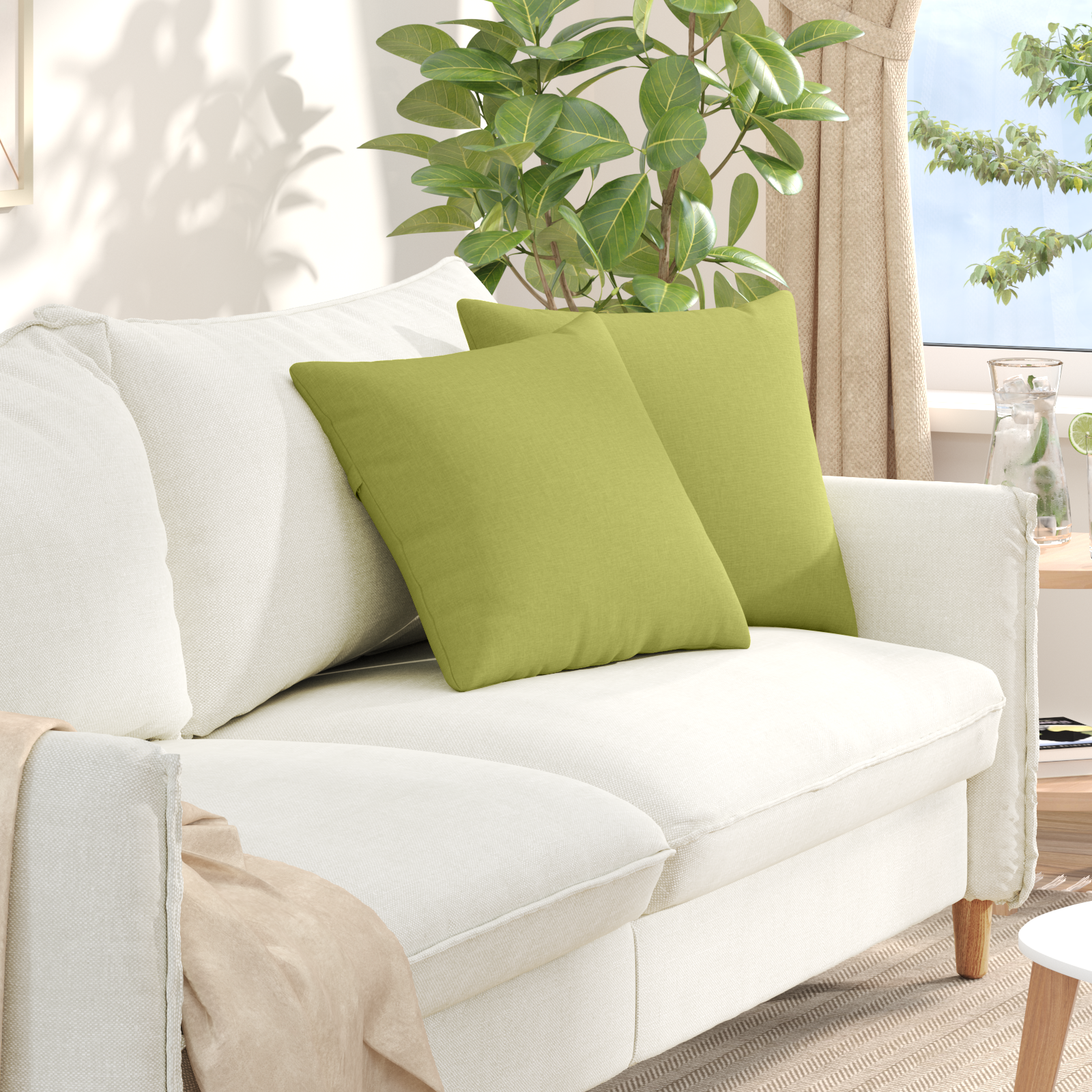 Sofa Pagalvės 2 pcs Šviesiai žalia 45 x 45 cm audinys