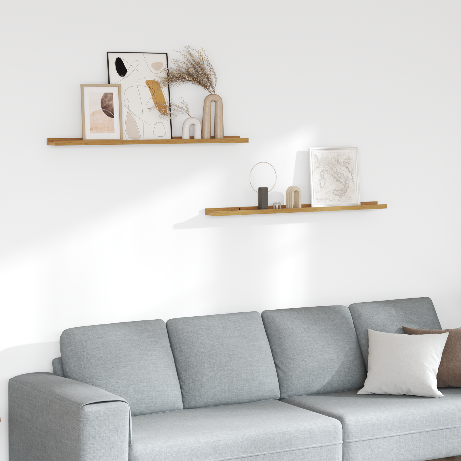 Wall shelves 2 pcs Sand 100 x 9 x 3 cm Engineered wood