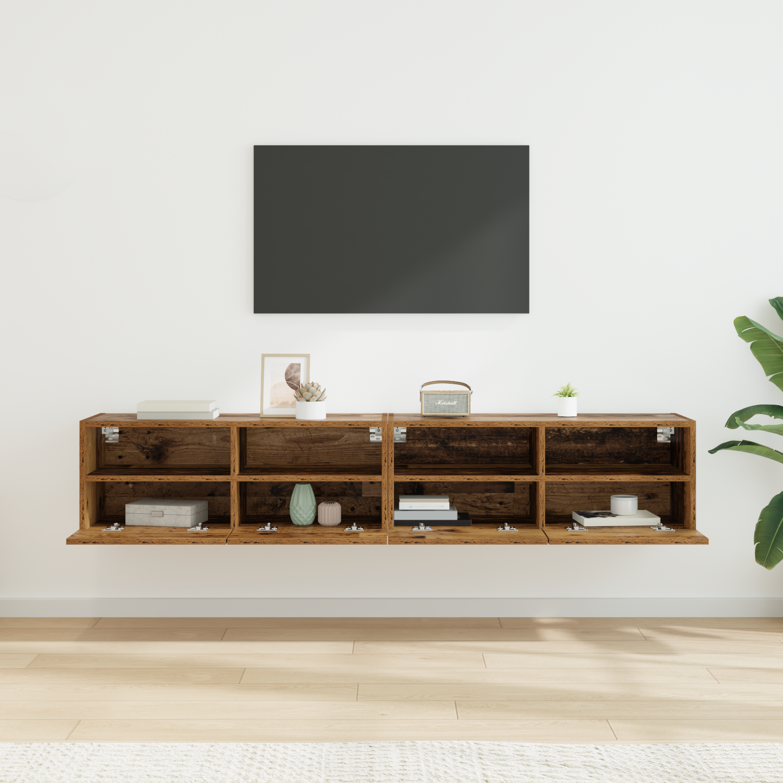 TV sieniniai spintelės 2 pcs Senovinis medis 80 x 30 x 30 cm