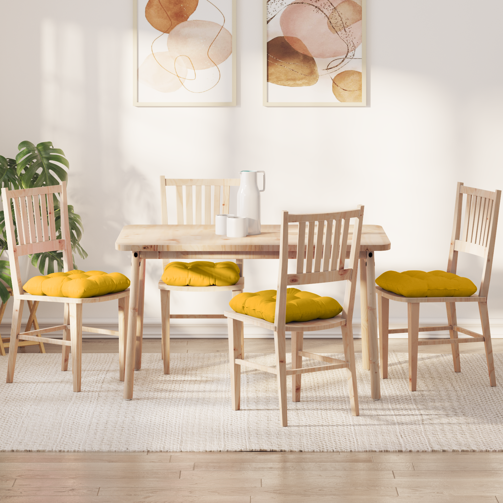 Sėdynių pagalvėlės 4 pcs Šviesi geltona 40 x 40 cm