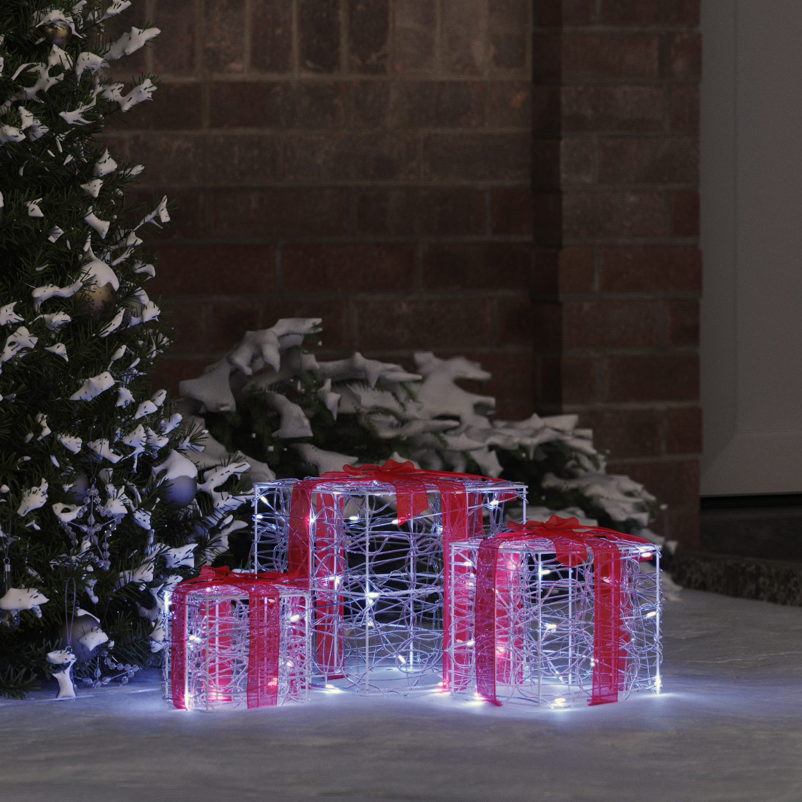 Gift Box with 60 LED 3 pcs Cold white 20 x 20 x 20 cm Acrylic