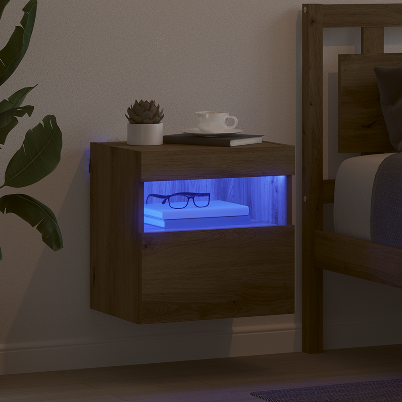 TV sieninė spintelė su LED Amatininkų ąžuolas 40 x 30 x 40 cm