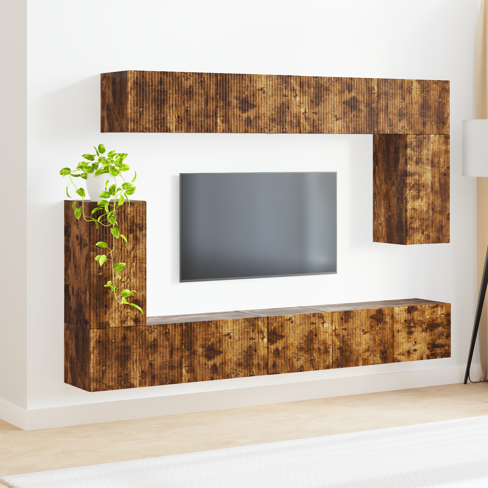 TV spintelių komplektas 5 pcs Rūkyta ąžuolas Apdirbta mediena