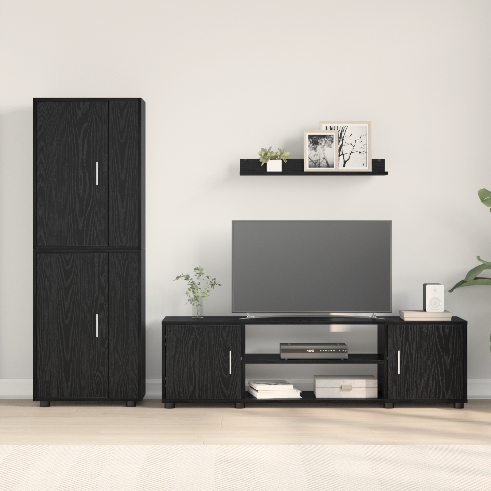 TV spintelių komplektas 4 pcs Juodas ąžuolas Apdirbta mediena