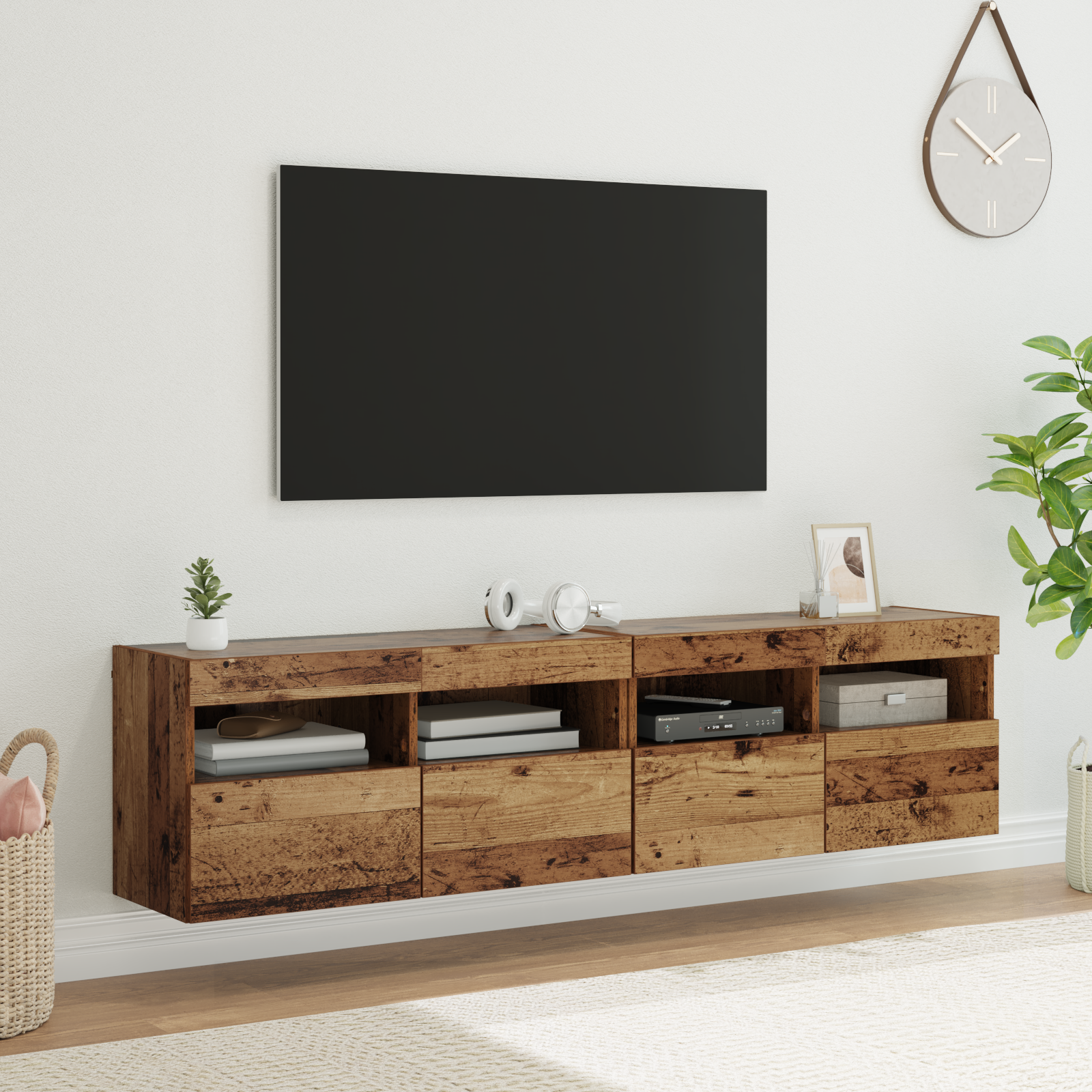 TV sieniniai spintelės 2 pcs Senovinis medis 80 x 30 x 40 cm