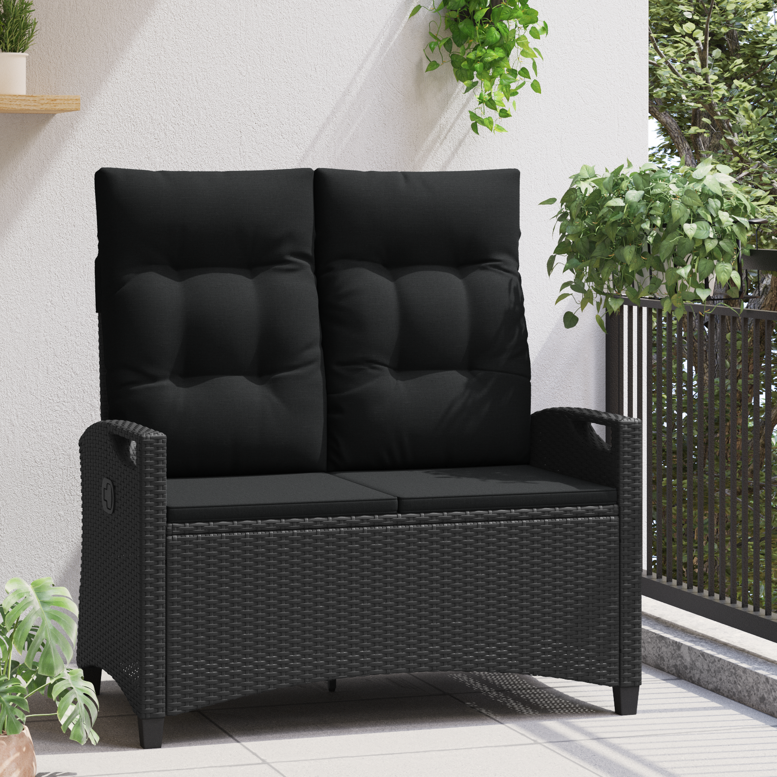 Dārza sols Melns 105 x 60 x 112 cm Tērauds un poliesteris
