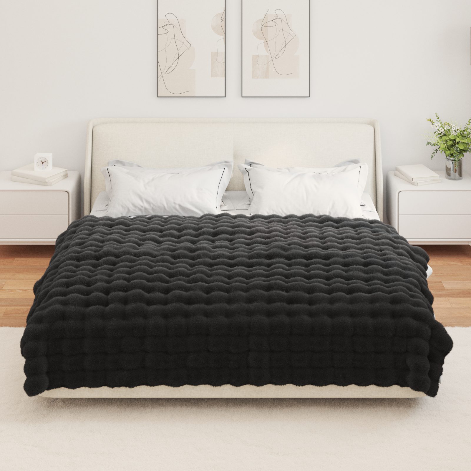 Neslystanti antklodė iš dirbtinio triušio kailio Olite 4 pcs