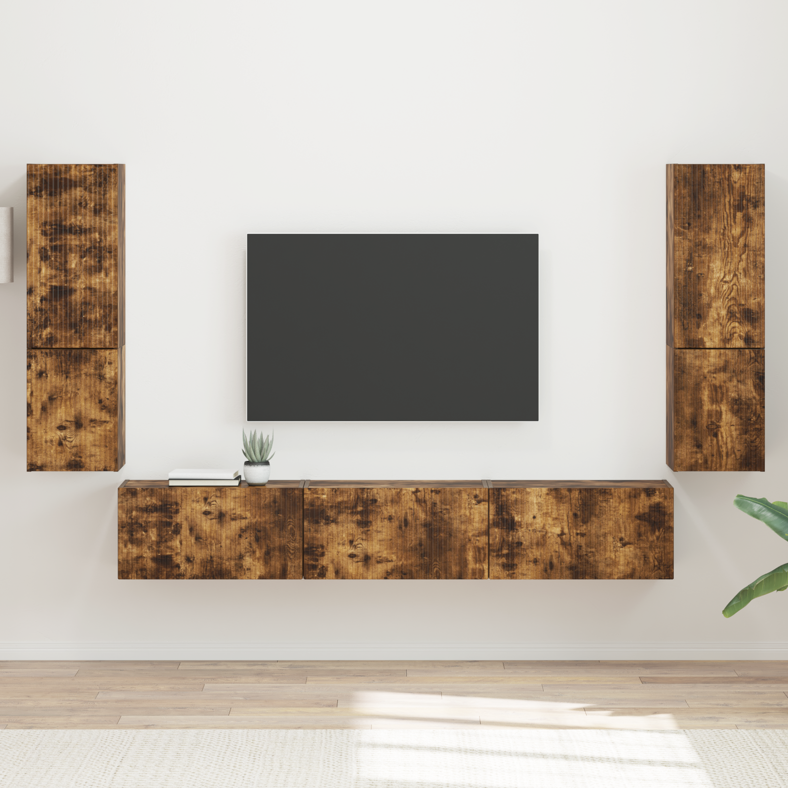 TV Cabinet Set 4 pcs Smoked Oak Engineered Wood